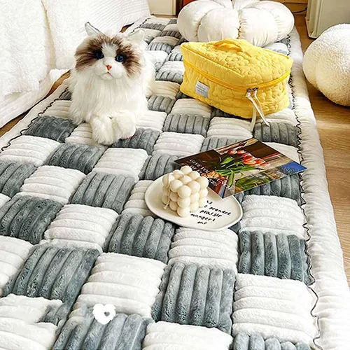 Vista 7 de FunnyFuzzy - Tapete cuadrado grande de color crema para mascotas, funda de sofá divertida y mullida, funda divertida y mullida para sofá de cama