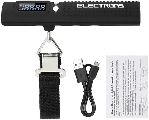 Vista 6 de Electrons Báscula digital recargable para equipaje, cargador portátil de 2600 mAh y linterna LED