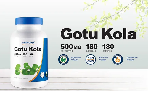 Vista 4 de Nutricost Gotu Kola 500 MG, 180 cápsulas vegetarianas, sin gluten, sin OMG