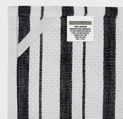 Vista 8 de Manualidad en algodón: paquete de 4 toallas de cocina de algodón extra grandes, 20 x 30, 100% puro algodón, patrón de rayas cuadro rejilla, práctico