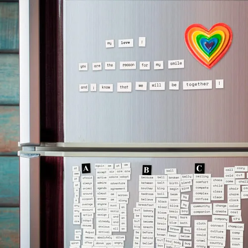 Vista 2 de 1138 PCS Complete Poetry Magnets Kit, Word Magnet for Fridge, Magnetic Words, Word Fridge Magnets, Sentence Building, Sentence Magnet to Write
