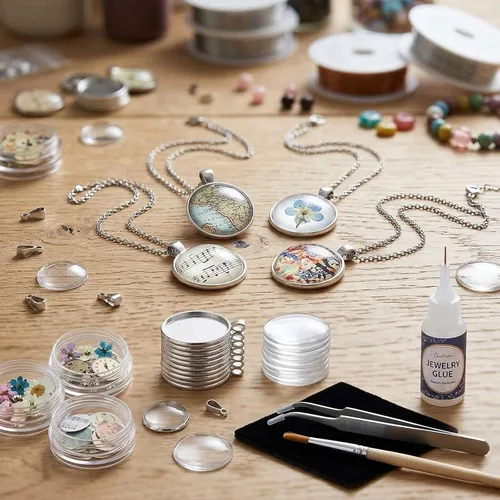 Vista 7 de OBSEDE Juego de 80 biseles redondos de acero inoxidable de 0.984 in, incluye 40 bandejas colgantes, 40 bandejas de cabujón de vidrio, para hacer