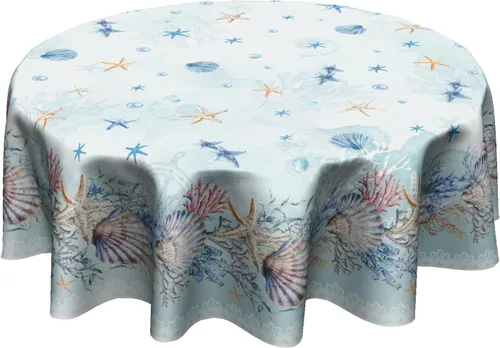 Vista 51 de Giwawa Mantel redondo de bola de Navidad de 60 pulgadas, impermeable, cubierta de mesa para el hogar, restaurante, cocina, picnic, decoración