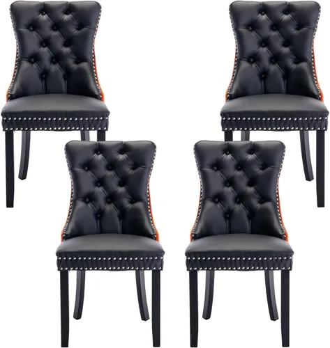 Vista 43 de Rhomtree Silla de comedor copetuda moderna de terciopelo para comedor, sillas de comedor tapizadas con diseño de remache de clavo, anillo trasero