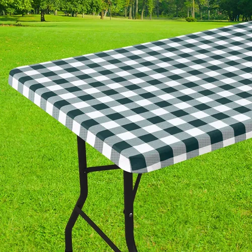 Vista 36 de Smiry Mantel cuadrado de pícnic, manteles de vinilo elásticos impermeables, fundas de mesa de lana cuadriculada con parte trasera de franela