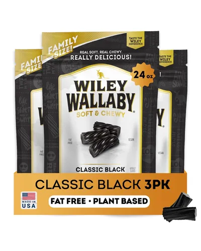Vista 9 de Wiley Wallaby Regaliz 24 onzas Regaliz gourmet clásico suave y masticable negro australiano en forma de twists, 1 paquete