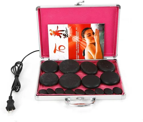 Juego de 20 piedras calientes de basalto para masaje, piedras calientes, piedras calientes, masaje con caja calefactora para masaje corporal (20
