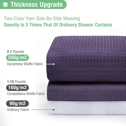 Vista 121 de Cortina de ducha de tela Dynamene verde oscuro - Cortinas de baño de tela de nido de abeja texturizadas resistentes, juego de cortinas de baño