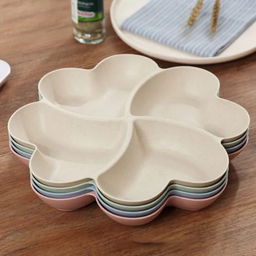 Vista 6 de Bandeja dividida para servir, plato seccionado de aperitivo, plato para servir postres, platos de plástico reutilizables, bandeja redonda