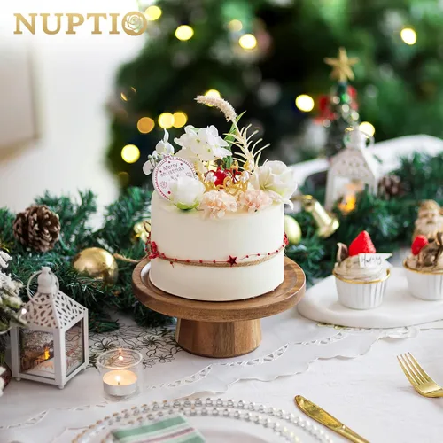 Vista 6 de NUPTIO Soporte de madera para tartas, soporte para cupcakes pequeños