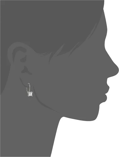 Vista 6 de Tienda Essentials Aretes de plata de ley con cierre de palanca de corte princesa hechos con circonita cúbica Infinite Elements
