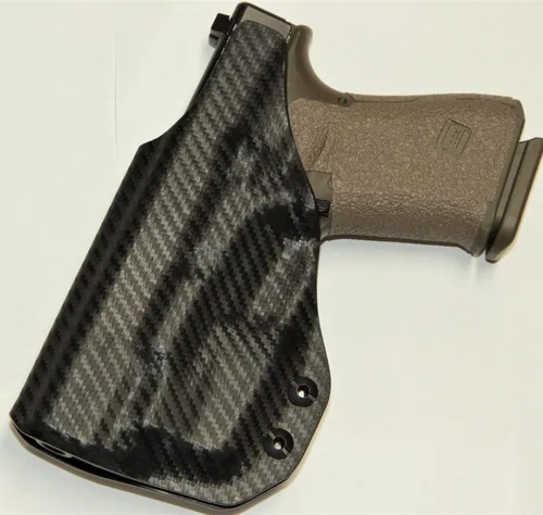 Vista 2 de REVKEL - Funda IWB moldeada Kydex personalizada compatible con Sig Sauer P365 con riel táctico Recover y Olight Baldr S. mano izquierda. Negro