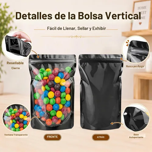 Vista 5 de ANZNKU 100PCS Mylar Bags Resealable Small Smell Proof Bags(Black, 3.5x5)