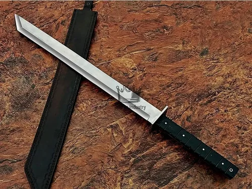 Vista 3 de Empire - Espada de caza de espiga completa de acero J2 hecha a mano de 36 pulgadas de largo con funda de cuero, espada de combate, bushcrat, regalo