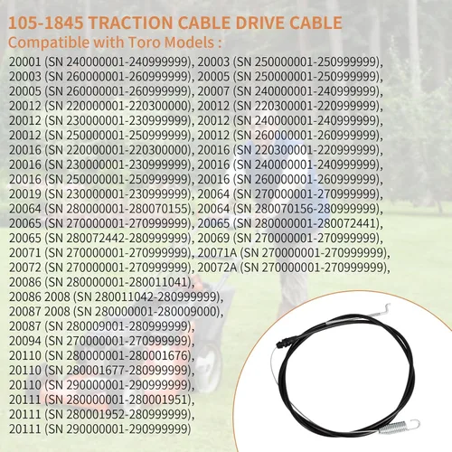 Vista 4 de UP2WIN Cable de tracción 105-1845 compatible con cortacésped Toro 20016 20065 20005 20007 20064 20072A tracción delantera cortacésped