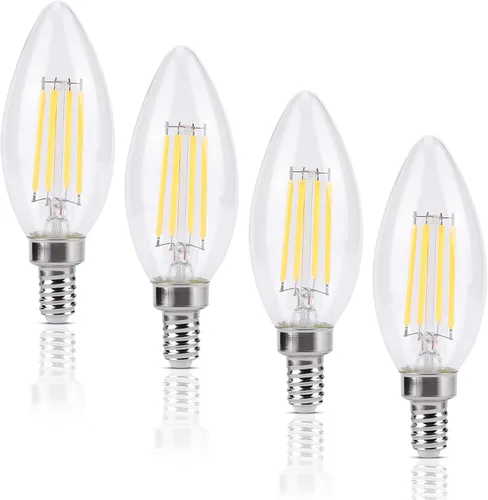 KINUR Bombillas LED para candelabro E12 de 4 W (equivalente a 40 vatios), bombillas LED para candelabro, 5000 K, B11, color blanco suave, bombilla