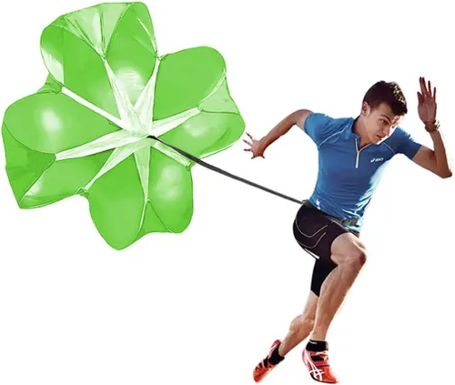 Vista 10 de Bfsmile - Paracaídas de entrenamiento de velocidad para correr de 56 pulgadas con correa ajustable, bolsa de transporte gratuita. Speed Chute Azul