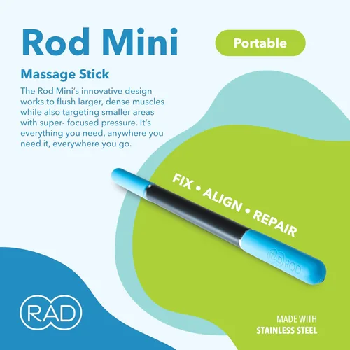 Vista 2 de RAD Rod Mini - Rodillo compacto de masaje de tejido profundo - Herramienta de liberación miofascial lista para viajar para piernas, espalda, cuello