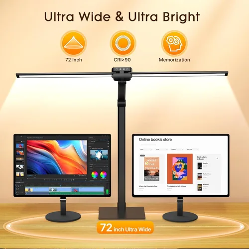 Vista 7 de Syrinx Desk Lamp with Base, Eye-Caring Desk Lamps for Home Office with Gesture Sensor Switch, Dual Screen Computer Monitor LED Desk Light, 24W 25