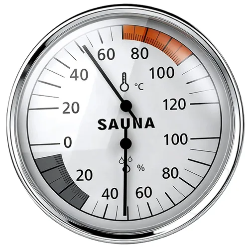 Sauna Thermometer and Hygrometer, 2-in-1 Large Dial Temperature Humidity Monitor with Aluminum Frame, Easy to Read for Sauna Room, Home, Greenhouse