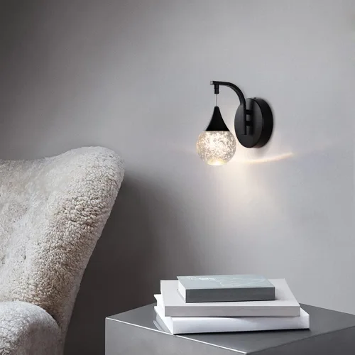 Vista 2 de Sedelan Moderno aplique de pared de burbujas de cristal, lámpara de pared LED regulable de 5 W, iluminación de pared blanca cálida de 3300 K, negro