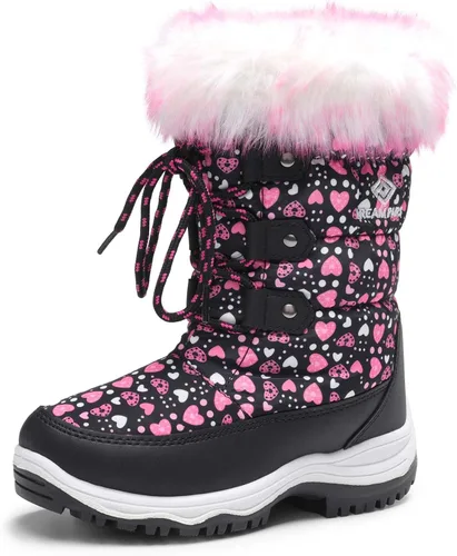DREAM PAIRS Botas de nieve de invierno antideslizantes con forro de piel sintética hasta la rodilla para niños y niñas