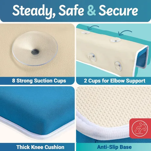 Vista 6 de Simply Parents Cómodo juego de rodilleras y coderas para el baño del bebé, almohadilla antideslizante de secado rápido para bañar al bebé
