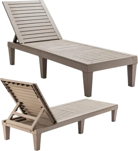 Vista 13 de Giantex Tumbona reclinable para exteriores con respaldo ajustable de 5 posiciones, resistente a la intemperie y al óxido para patio, playa, balcón
