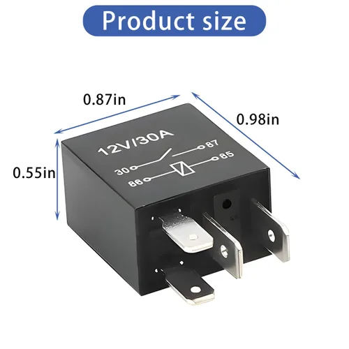 Vista 2 de Relé de Coche de 4 Pines 12V 30A, Relé de Arranque Impermeable Multiusos para Motor, Accesorios de Repuesto Eléctricos Automotrices Estándar