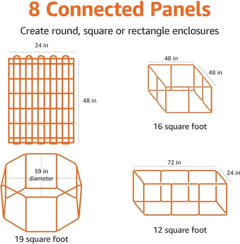 Vista 3 de Amazon Basics - Corralito octogonal de metal para perros, cerca para mascotas, sin puerta, grande, 60 x 60 x 48 pulgadas, negro