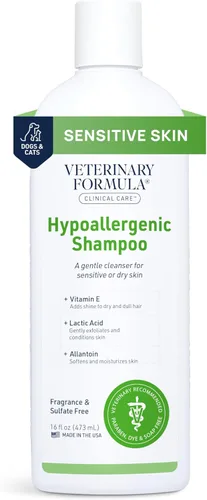 Veterinary Formula Clinical Care Champú hipoalergénico para perros y gatos, 16 onzas, sin ingredientes agresivos, champú para mascotas sin fragancia