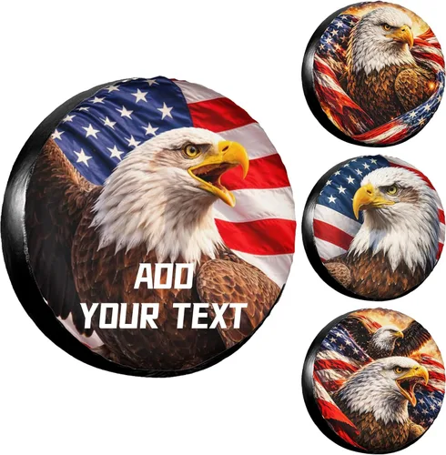 Vista 23 de Funda personalizada para neumático de repuesto, cubierta universal para rueda, añade tu propia foto, texto, logotipo, impermeable, a prueba