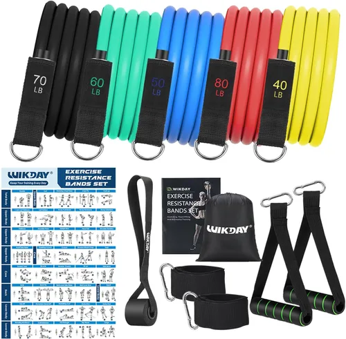 Vista 16 de WIKDAY Exercise Resistance Bands with Handles for Working Out Workout Bands Set with Door Anchor for Physical Therapy, Yoga, Pilates