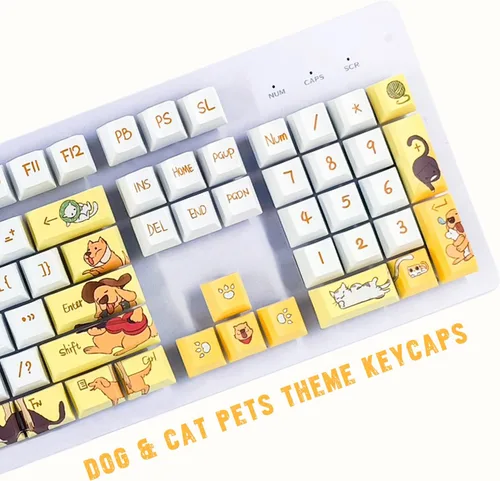 Vista 2 de Teclas para perros y gatos y mascotas para interruptores Cherry MX Lindos teclado mecánico de anime japonés juego de tapas de teclas PBT