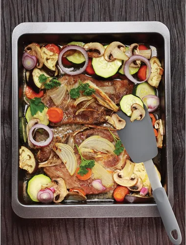 Vista 6 de HIC Kitchen Pequeña espátula flexible antiadherente, silicona con núcleo de acero inoxidable, 12 x 3 pulgadas