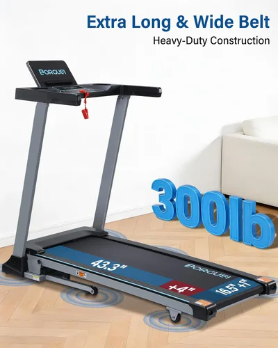 Vista 2 de BORGUSI Cinta de correr inteligente de 47.3" con inclinación automática y aplicación Bluetooth, caminadora de 3.5 HP para el hogar, capacidad
