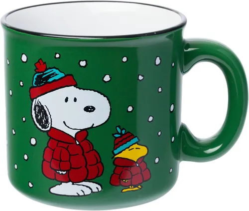 Vista 13 de Silver Buffalo Peanuts Snoopy - Tarro de cristal con tapa y pajita, 21 onzas