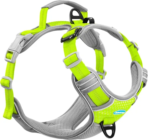 Vista 6 de ThinkPet Arnés deportivo transpirable, antitirones para perro, con asa, arnés reflectante y ajustable para perros medianos o grandes, clip trasero