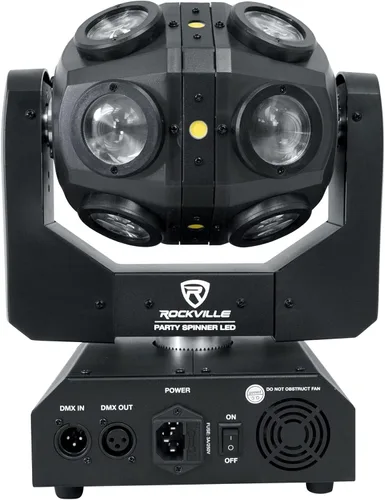 Vista 4 de (2) Rockville Party Spinner LED RGBW Cabeza móvil DJ Lights+Controlador DMX + Cables