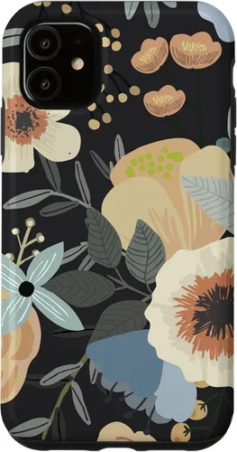 Vista 8 de Boho Wildflower Garden Botanical Floral Pattern (Black) Case for iPhone 16