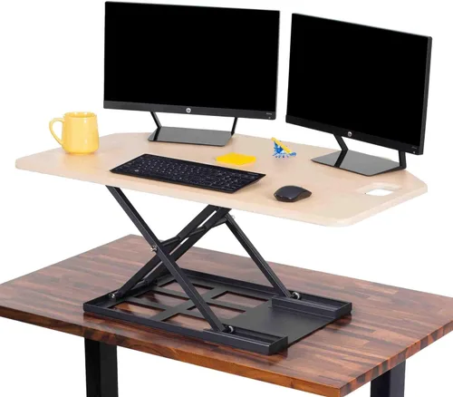 Vista 8 de X-Elite Pro - Convertidor de escritorio de esquina de 40 pulgadas con elevación neumática, elevador ajustable para sentarse a pie, escritorios