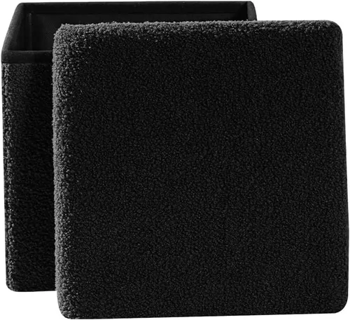 Vista 73 de PINPLUS Otomanas otomanas de almacenamiento con forma cuadrada con reposapiés de almacenamiento para sala de estar, asiento otomano Boucle para Gris