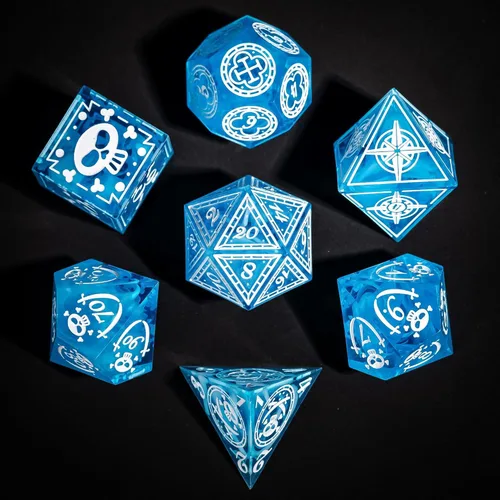 Vista 10 de Cusdie Juego de dados DND de bordes afilados de 7 piezas, lindas calcomanías de gato negro en el interior, perfecto para juegos de rol de mesa