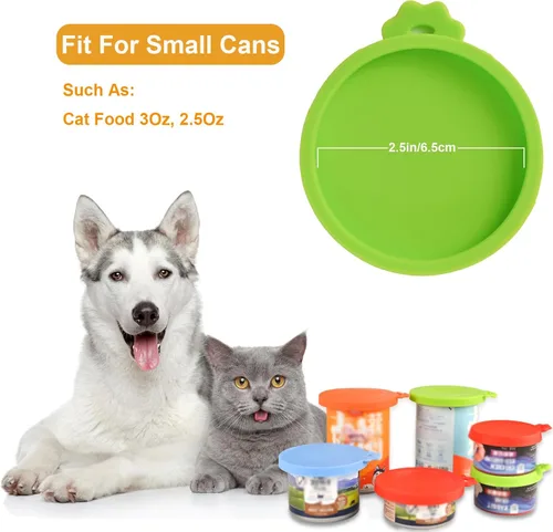 Vista 7 de Yobbai Tapas pequeñas para latas de comida para gatos de 3 onzas y 2.5 onzas, cubiertas de silicona de grado alimenticio, codificadas por colores 9