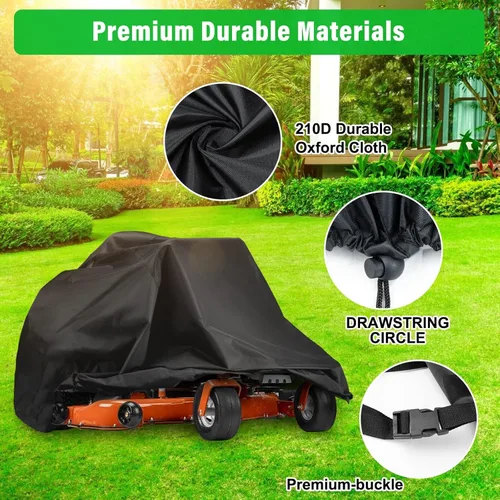 Vista 5 de Cubierta para cortacésped de giro cero, ajuste universal 210D, impermeable, UV, resistente al polvo y al viento para protección al aire libre