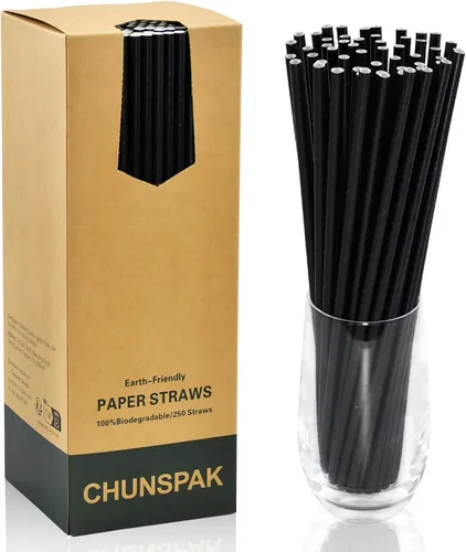 Vista 13 de Pajitas de cóctel de papel de 5 pulgadas - 500 unidades biodegradables pequeñas pajitas de papel negro a granel para bebidas cortas, restaurantes