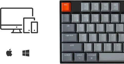 Vista 3 de Keychron K8 Teclado mecánico inalámbrico sin teclas para Mac retroiluminación blanca Bluetooth multitarea teclado de juego con cable tipo C