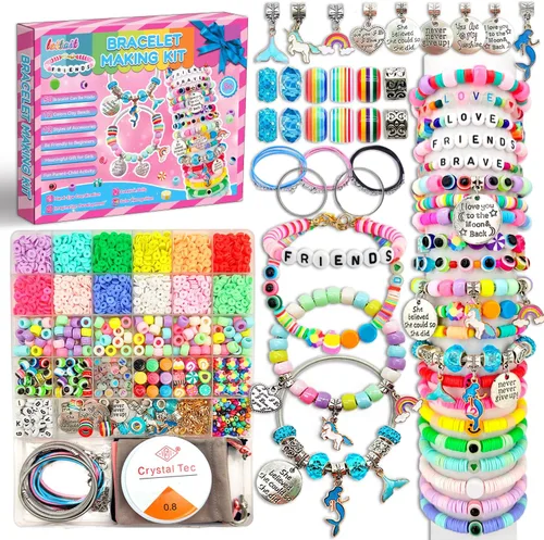 Vista 7 de leitait Kit de fabricación de pulseras de juguetes para niñas, 3000 piezas, suministros para hacer joyas, rellenos de cesta de Pascua, manualidades