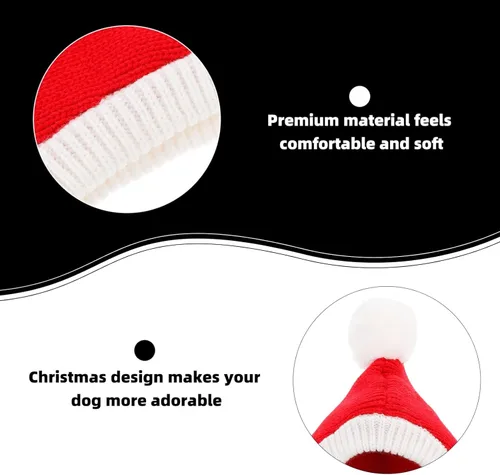 Vista 30 de POPETPOP Sombrero de Navidad para perro, acogedor gorro de invierno cálido de ganchillo para perro, sombrero grueso para cachorros, gorro pequeño