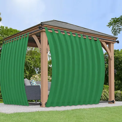 Vista 28 de PureFit Cortinas de exterior para patio desmontable, con pestañas adhesivas, impermeables, resistentes a la intemperie, a los rayos UV y a la Beige